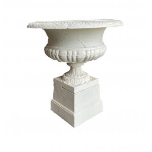Antique White Cast Iron Urn Garden